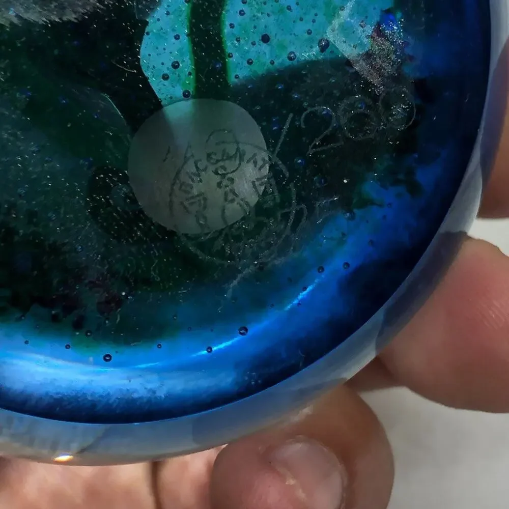 MINT Baccarat Paperweight Large 1975 Blue Seahorse Glass Crystal